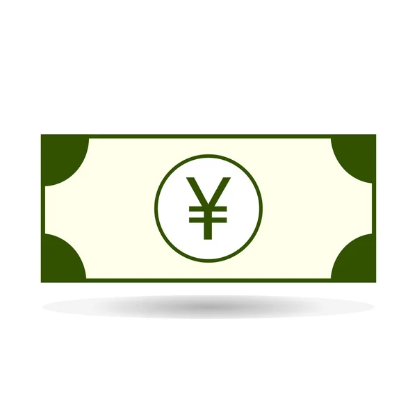 Geld-Währung-Symbol. Schein mit Yen-Zeichenvektor-Illustration. — Stockvektor