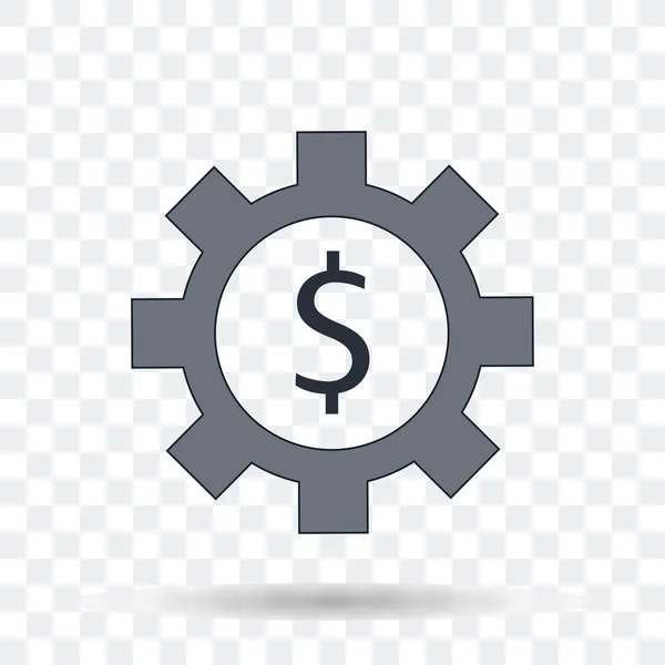 Para simgesi. Dolar işareti şeffaf arka plan üzerinde dişli.