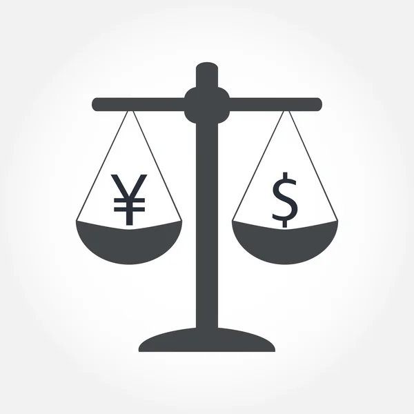 Financiën pictogram. De valuta van het geld op een weegschaal. Cash saldo vectorillustratie. — Stockvector