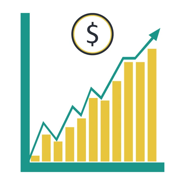 Finansiella diagram. Grafisk växande naturligtvis av dollarn. — Stock vektor