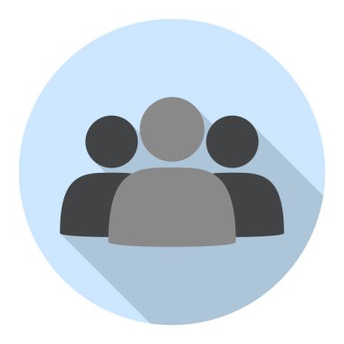 Kullanıcı simgesi üzerinde arka izole trendy düz tarzı. Üç kullanıcının web sitesi tasarımı için sembol siluet.