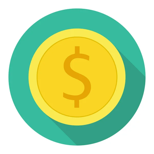 Monnaie icône. Pièce avec illustration vectorielle de signe Dollar . — Image vectorielle