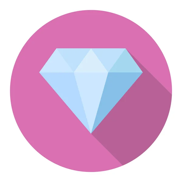 Diamante sombra larga icono plano vector ilustración . — Vector de stock