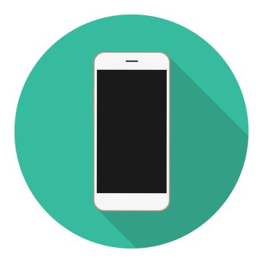 Hareket eden telefon simgesi. Smartphone uzun gölge düz simge vektör çizim.