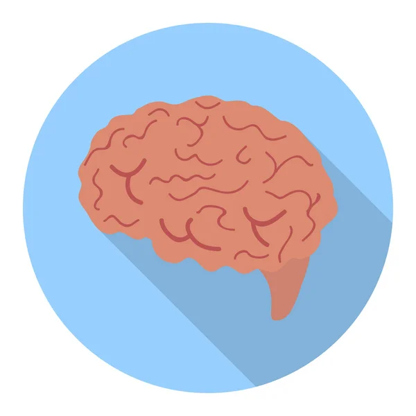 Brain hosszú árnyék lapos ikonra. Emberi agy vektoros illusztráció. — Stock Vector