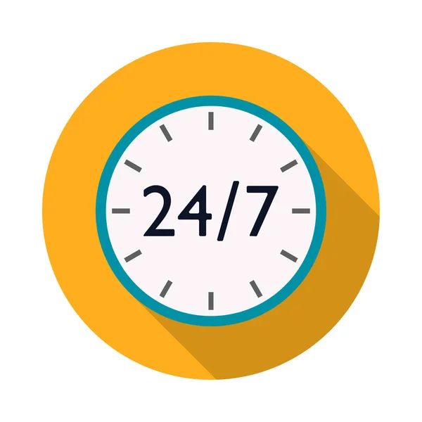 Open 24 hours a day and 7 days a week long shadow icon. — Stock Vector