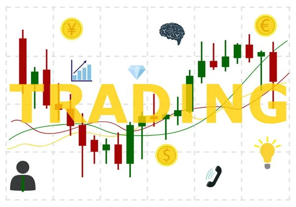 Candle stick graph, trading chart vector illustration. — Stock Vector