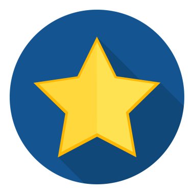 Altın yıldız uzun gölge düz simgesi.