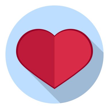 Kalp uzun gölge düz simgesi. Aşk sembolü.