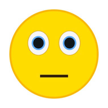 Tarafsız güçlü duygu. Kayıtsız emoji vektör çizim.