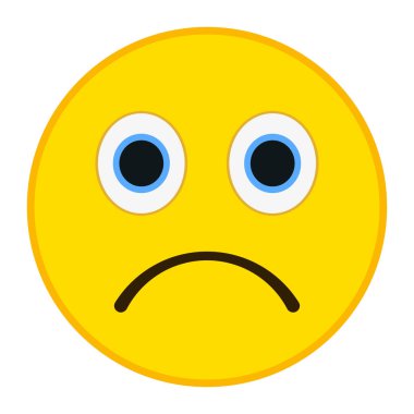 Trandy düz stil üzgün ifade. Kederli emoji vektör çizim.
