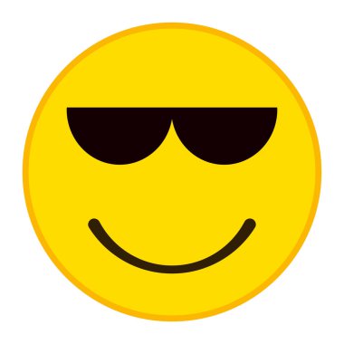 Glasess trandy düz tarzı ile gülümseyen güçlü duygu. Ajan emoji vektör çizim.