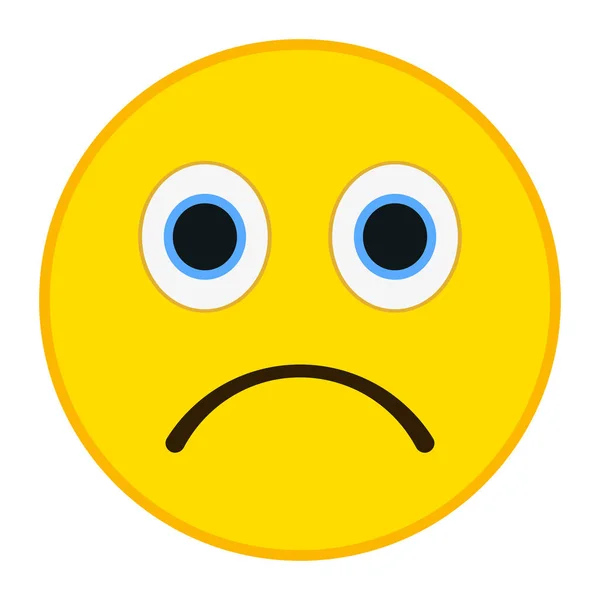 Emoticon triste in stile trandy piatto. Illustrazione addolorata del vettore emoji . — Vettoriale Stock