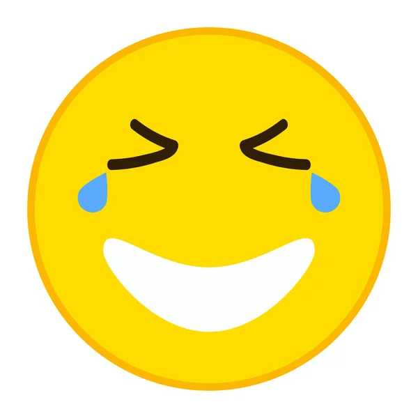 Emoticon sorridente com olhos felizes em estilo liso trandy. LOL emoji ilustração vetorial . — Vetor de Stock