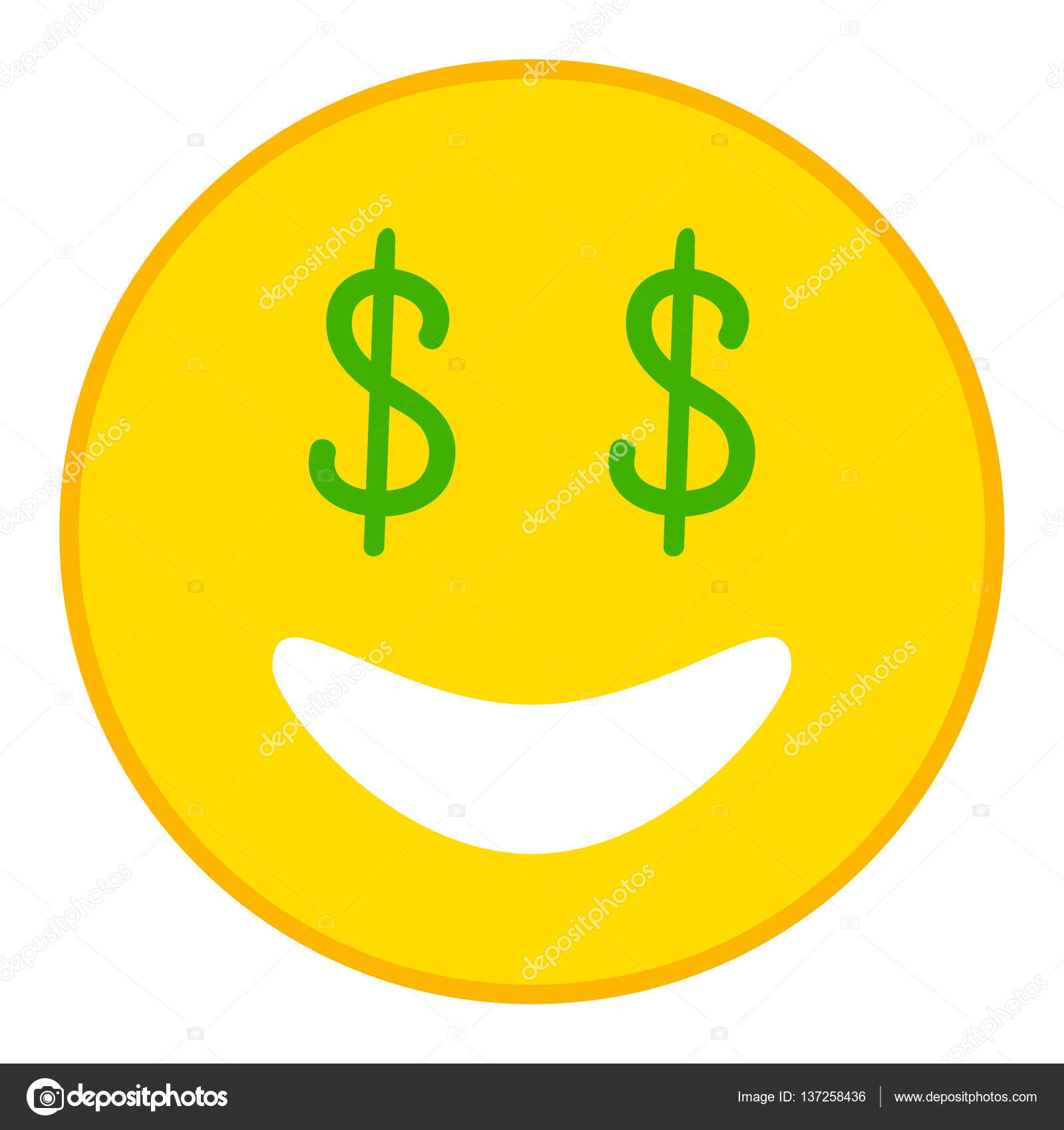 Smiling Emoticon With Dollar Eyes In Trendy Flat Style Money Eyes - smiling emoticon with dollar eyes in trendy flat style money eyes emoji vector illustration
