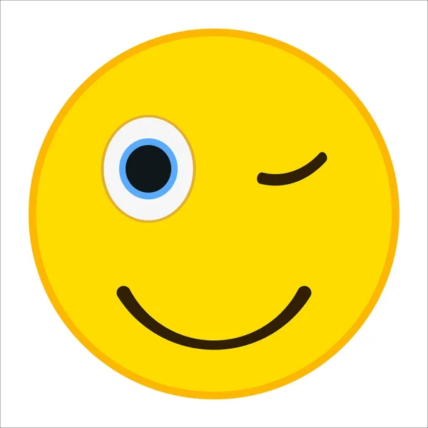 Emotikona wink s happy smile v moderní plochý. S úsměvem emoji vektorové ilustrace. — Stockový vektor