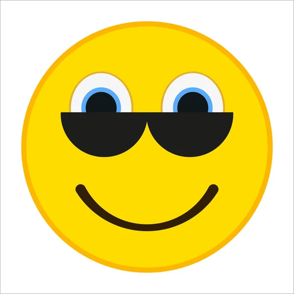 Emoticon sorridente con occhi felici in stile piatto alla moda. occhiali da sole emoji vettoriale illustrazione . — Vettoriale Stock