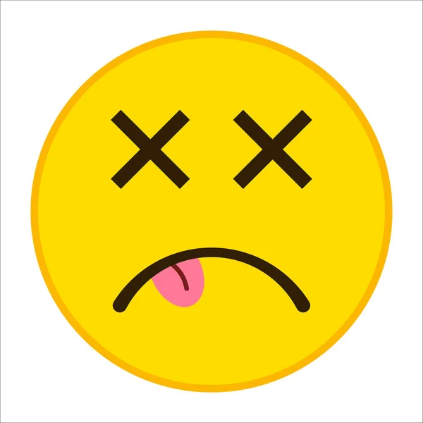 Dead emoticon with cross eyes in trendy flat style. Tongue out emoji vector illustration. — Stock Vector