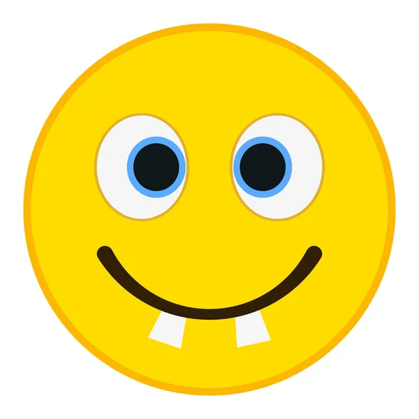 Trandy düz tarzında büyük dişleri ile ifade gülümseyen. Mutlu emoji vektör çizim.