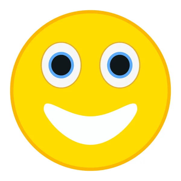 Emoticono sonriente con ojos felices en estilo plano de moda. Gran sonrisa emoji vector ilustración . — Vector de stock