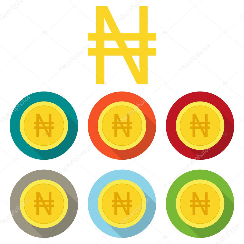 Money currency icon. Coin with Naira sign vector illustration.