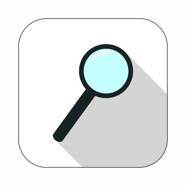 Büyüteç simgesi. Büyüteç camı uzun gölge düz simge vektör çizim.