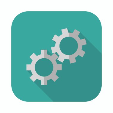 Uzun gölge düz simge vektör çizim dişli.