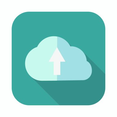 Upload uzun gölge düz simge vektör çizim bulut.