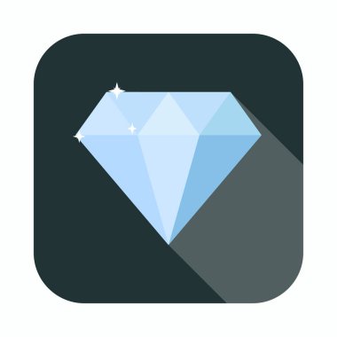 Elmas uzun gölge düz simge vektör çizim.