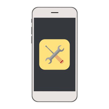 Üstünde belgili tanımlık perde hareket eden telefon ile Araçlar simgesi.