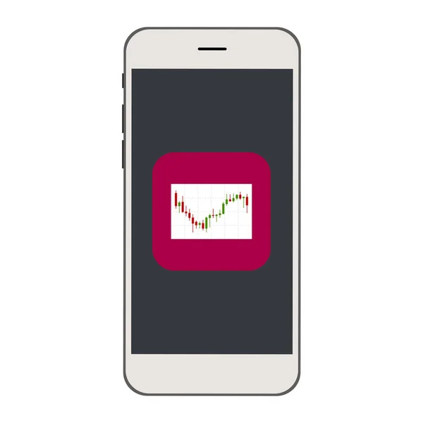 Handy mit Candle-Stick-Diagramm, Handelsdiagramm-Symbol auf dem Bildschirm. — Stockvektor