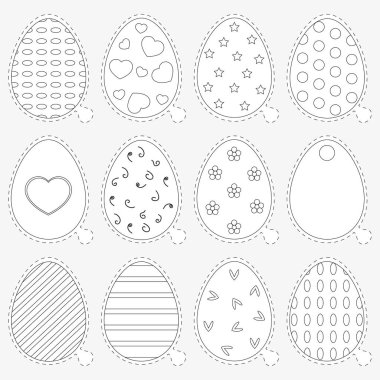 Trendy düz stil etiketleri simgeleri Paskalya yortusu yumurta.