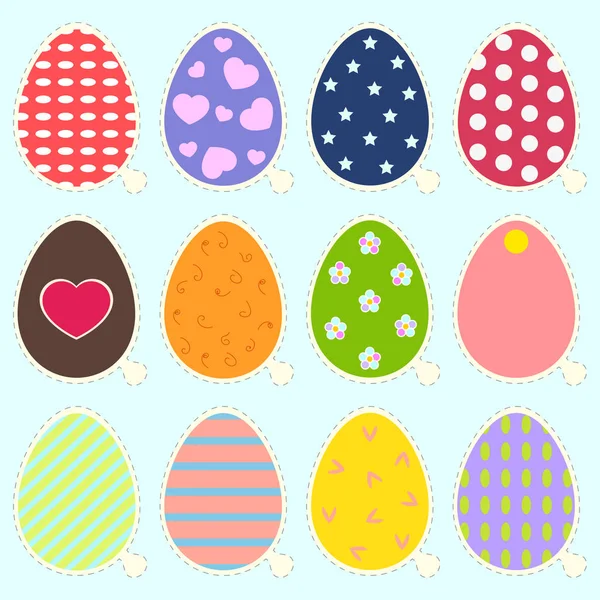 Pegatinas huevos de Pascua iconos en el estilo plano de moda . — Vector de stock