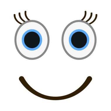 Gülümseyen ifade mutlu gözleri olan. Kadın emoji vektör çizim.