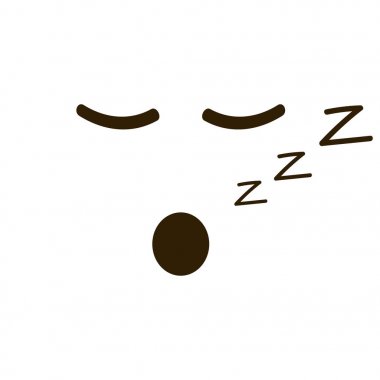 Trendy düz stil Kapalı gözlerle uykulu güçlü duygu. Uyku, dinlenme Emoji vektör çizim.