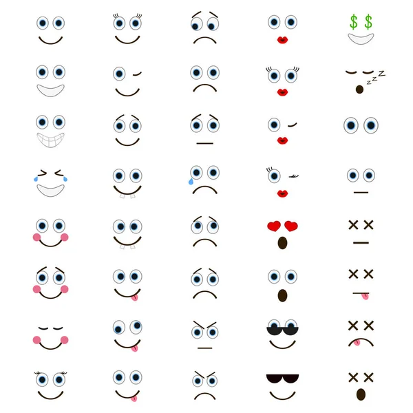 Set de Emoticones en estilo plano de moda . — Archivo Imágenes Vectoriales