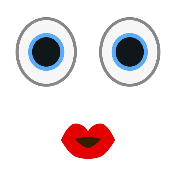 Emoticono beso con ojos felices en estilo plano de moda. Labios rojos emoji vector ilustración . — Vector de stock