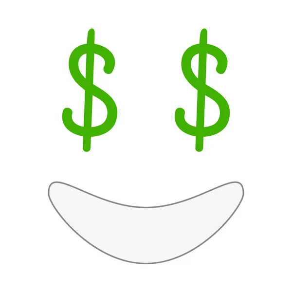 Emoticono sonriente con ojos de dólar en estilo plano de moda. Ojos de dinero emoji vector ilustración . — Vector de stock
