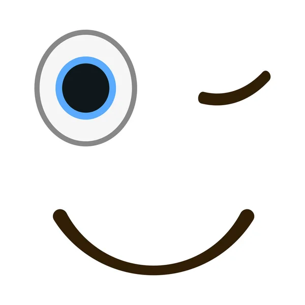 Wink ifade trendy düz stil mutlu gülümseme. Emoji vektör çizim gülümseyen. — Stok Vektör