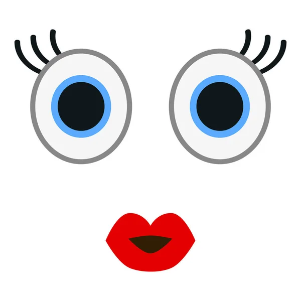 Baciare emoticon con occhi felici in stile piatto alla moda. Labbra rosse emoji vettoriale illustrazione . — Vettoriale Stock