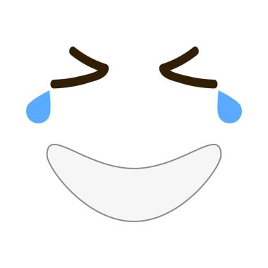 Trandy düz stil mutlu gözlü ifade gülümseyen. Lol emoji vektör çizim.