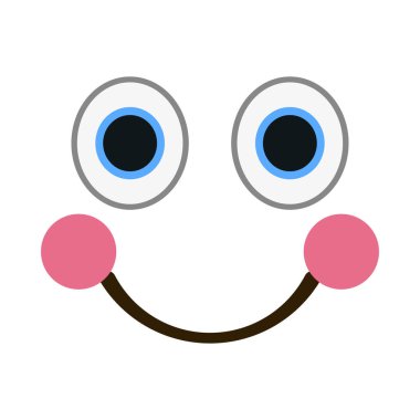 Trendy düz stil mutlu gözlü utangaç ifade gülümseyen. Pembe yanakları emoji vektör çizim.