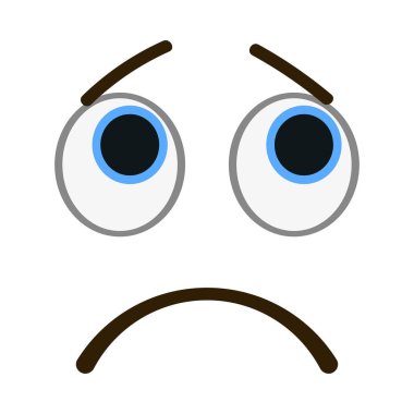 Son moda düz stilde hüzünlü bir ifade. Üzücü emoji vektör çizimi.