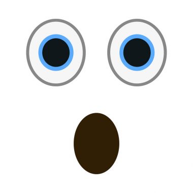 Sürpriz ifade trendy düz stil iri gözlü. Şok emoji vektör çizim.