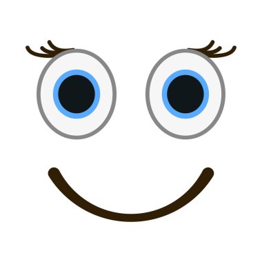 Gülümseyen ifade mutlu gözleri olan. Kadın emoji vektör çizim.