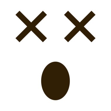 Trandy düz stil gözünde çapraz ölü güçlü duygu ile. Cansız emoji vektör çizim.