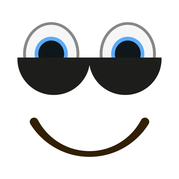 Émoticône souriant avec des yeux heureux dans un style plat à la mode. Lunettes de soleil emoji vecteur illustration . — Image vectorielle