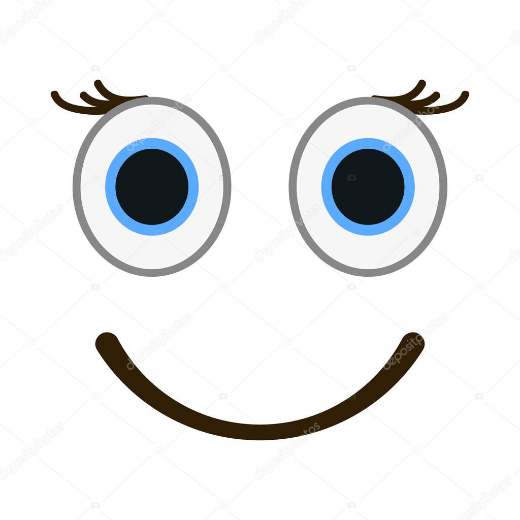 Smiling emoticon with happy eyes. Female emoji vector illustration