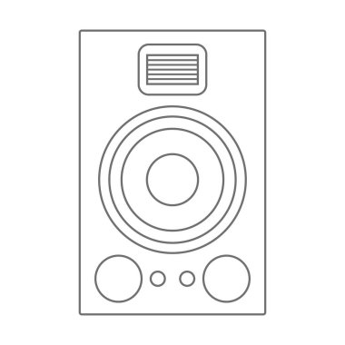 Beyaz arka plan üzerinde izole ses hoparlör. Ses monitör vektör çizim.