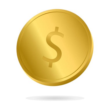Gerçekçi altın dolar sikke vektör çizim. Para para para.